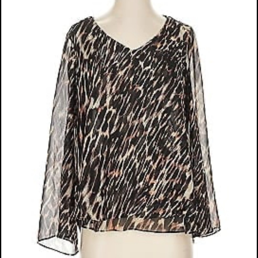 Jennifer Lopez Animal Print Sheer Blouse